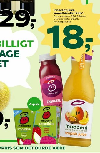 Coop 365 Innocent juice, smoothie eller Kids tilbud
