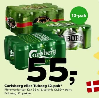 Coop 365 Carlsberg eller Tuborg 12-pak tilbud