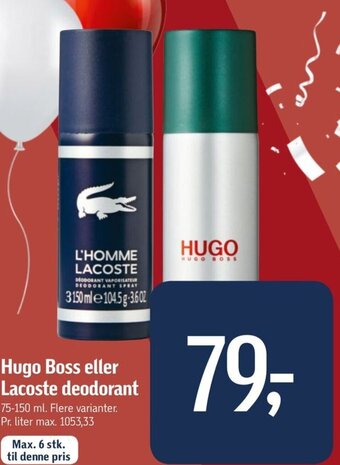 Føtex Hugo Boss eller Lacoste Deodorant tilbud