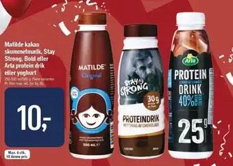 Føtex Mathilde kakao skummetmælk, stay strong, bold el. arla protein drik el. yoghurt tilbud