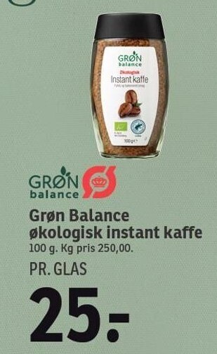 SPAR Grøn balance økologisk instant kaffe tilbud