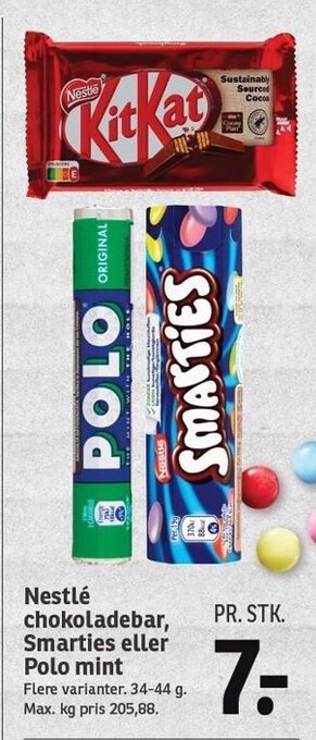 SPAR Nestle chokoladebar, smarties eller polo mint tilbud