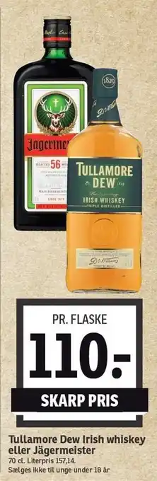 SPAR Tullamore dew irish whiskey el. jägermeister tilbud