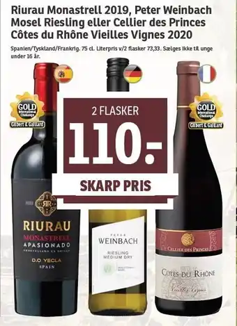 SPAR 2 flasker vin tilbud
