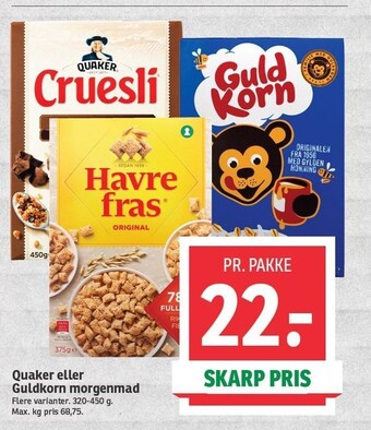 SPAR Quaker el. guldkorn morgenmad tilbud