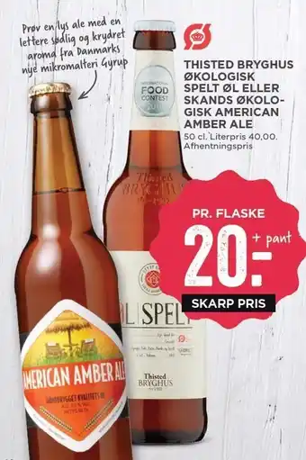 MENY Thisted bryghus øko spelt øl el. skands økologiske american amber ale tilbud