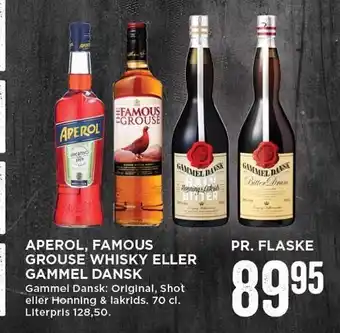 MENY Aperol, famous grouse whisky eller gammel dansk tilbud
