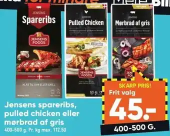 Bilka Jensens spareribs, pulled chicken el. mørbrad af gris tilbud