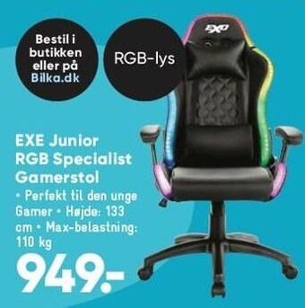Bilka Exe junior rgb specialist gamerstol tilbud