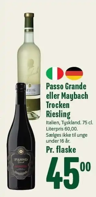 Min Købmand Passo grande el. maybach trocken riesling tilbud