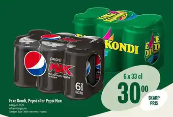 Min Købmand Faxe kondi, pepsi el. pepsi max tilbud
