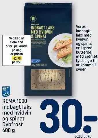 REMA 1000 Indbagt laks med hvidvin og spinat tilbud