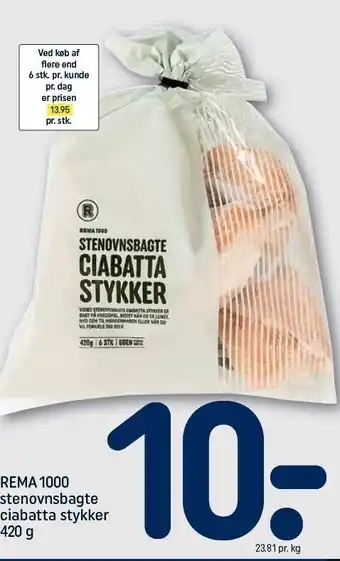 REMA 1000 Stenovnsbagte ciabatta stykker tilbud