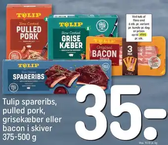 REMA 1000 Spareribs, pulled pork, grisekæber el. bacon i skiver tilbud
