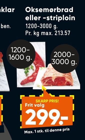 Bilka Oksemørbrad eller -striploin tilbud