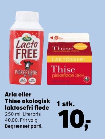 Kvickly Arla eller thise økologisk laktosefri fløde tilbud
