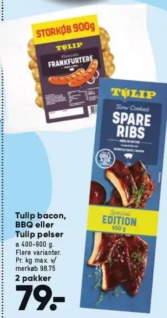 Bilka Tulip bacon, bbq el. tulip pølser tilbud