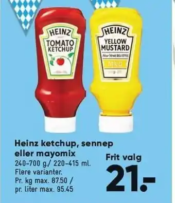 Bilka Heinz ketchup, sennep el. mayomix tilbud