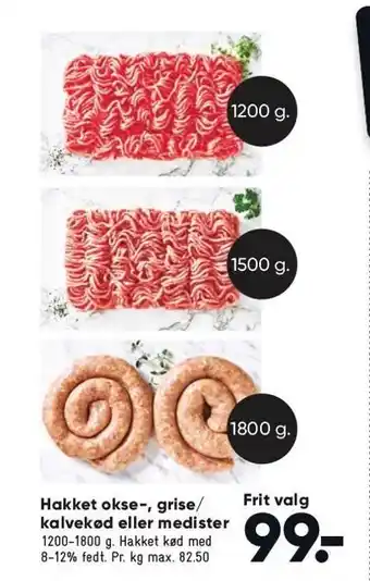 Bilka Hakket oksekød-, grise/kalvekød el. medister tilbud