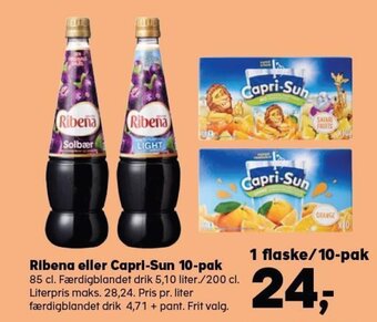 SuperBrugsen Ribena eller Capri-Sun 10-pak tilbud