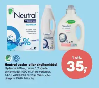 SuperBrugsen Neutral Vaske-eller Skyllemiddel tilbud