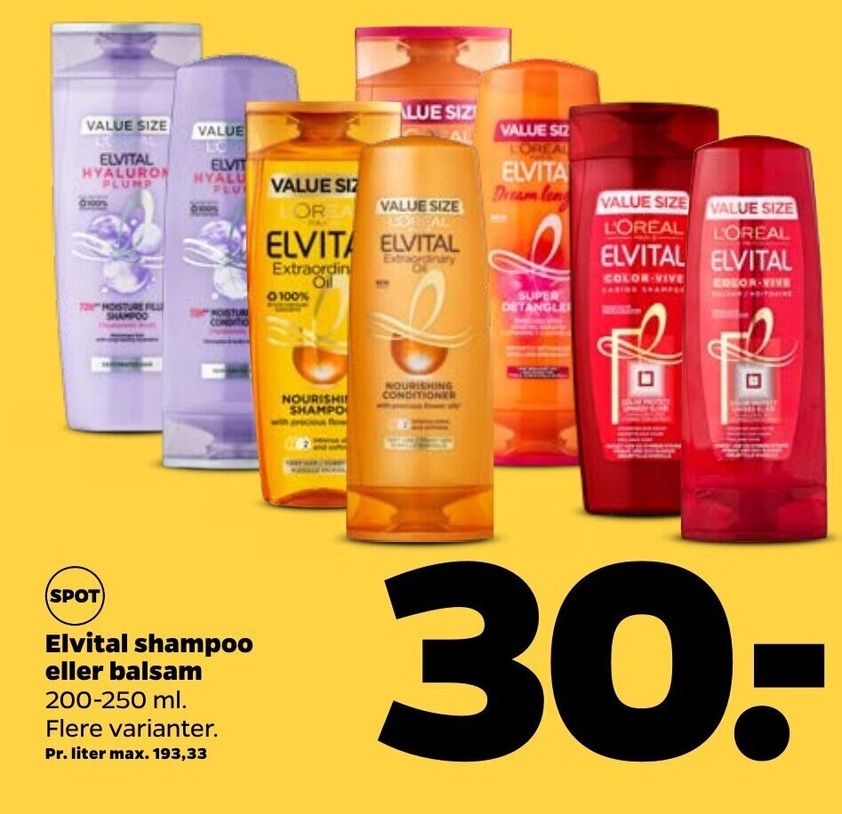 Elvital shampoo eller balsam tilbud hos Netto