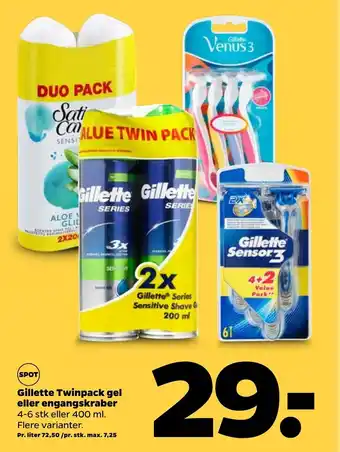 Gillette Twinpack gel eller engangskraber