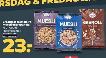 Netto Breakfast from Bell's muesli eller granola tilbud