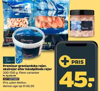 Netto Premeur grønlandske rejer skalrejer eller håndpillede rejer tilbud