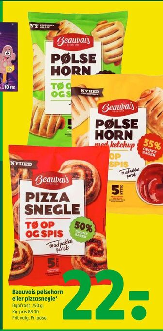 Coop 365 Beauvais pølsehorn eller pizzasnegle tilbud