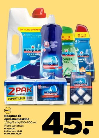 Netto Neophos maskinopvask-pulver tilbud