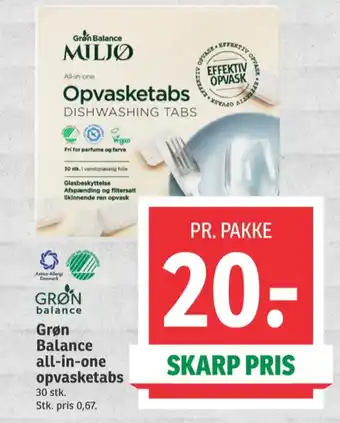 Grøn balance maskinopvask-tabs