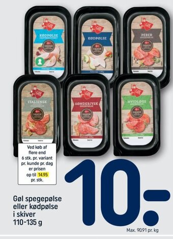 REMA 1000 Gøl spegepølse eller kødpølse i skiver 110-135 g tilbud