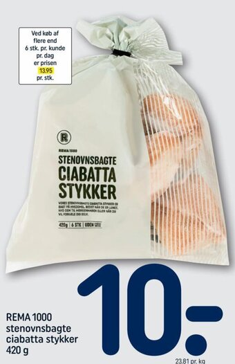REMA 1000 Rema 1000 stenovnsbagte ciabatta stykker 420 g tilbud