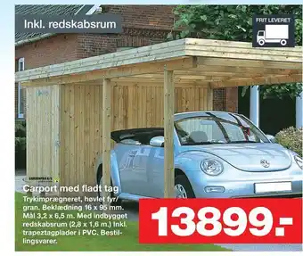 Carport med fladt tag