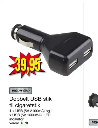 Harald Nyborg Dobbelt usb stik til cigaretstik tilbud