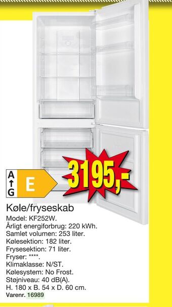 Harald Nyborg Køle/fryseskab tilbud