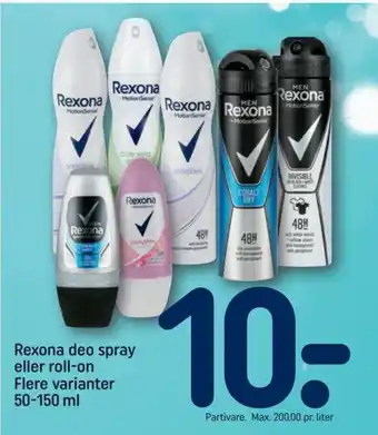 REMA 1000 Rexona deo-spray eller roll-on Flere varianter 50-150 ml tilbud