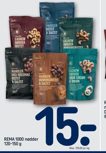 REMA 1000 Rema 1000 nødder 120-150 g tilbud