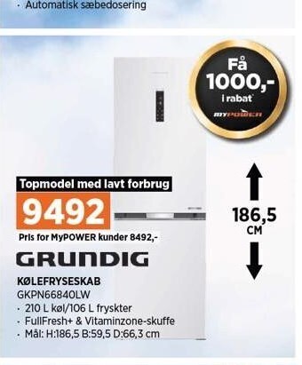 Power Kølefryseskab tilbud