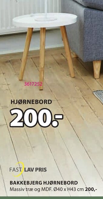 JYSK Bakkebjerg Hjørnebord tilbud