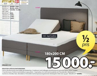 JYSK Gold E50 Latex Elevationsseng tilbud