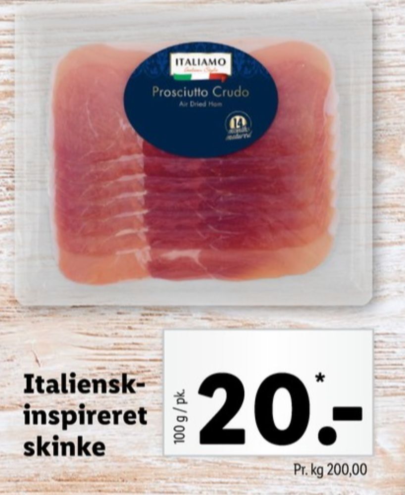 Italiamo prosciutto crudo tilbud hos Lidl