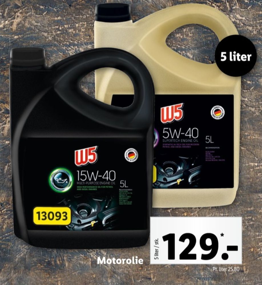W5 motorolie tilbud hos Lidl