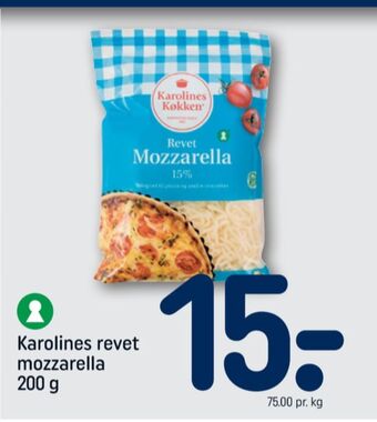 REMA 1000 Karolines revet ost mozzarella tilbud