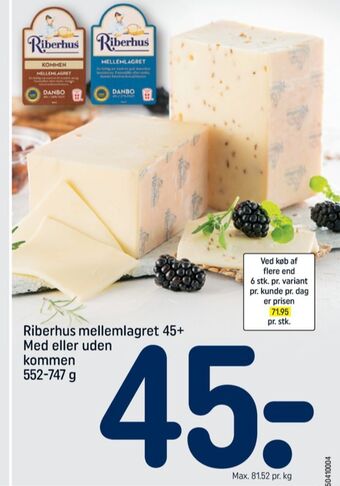 REMA 1000 Riberhus skæreost danbo mellemlagret kommen tilbud