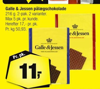 Calle Galle & Jessen pålægschokolade tilbud