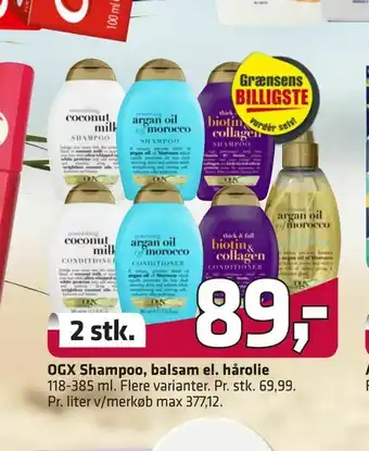 OGX Shampoo, balsam el. hårolie