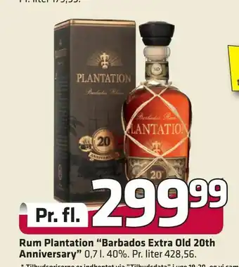 Fleggaard Rum Plantation 'Barbados Extra Old 20th Anniversary" tilbud