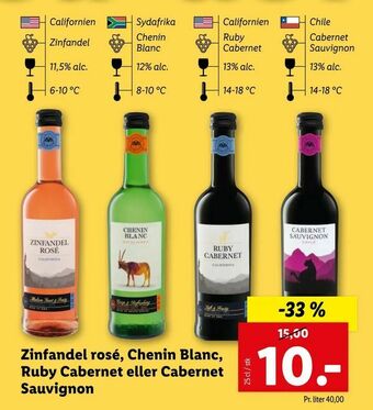 Let-Køb Zinfandel rosé, Chenin Blanc, Ruby Cabernet eller Cabernet Sauvignon tilbud